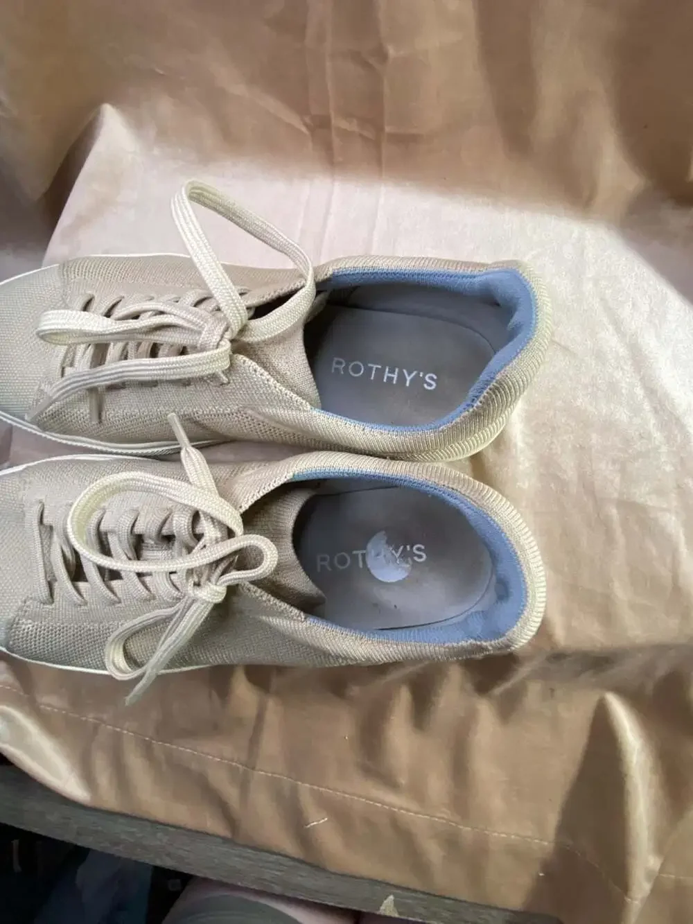 Rothy's RS02 Lace-Up Low Top Knit Sneakers in Beige